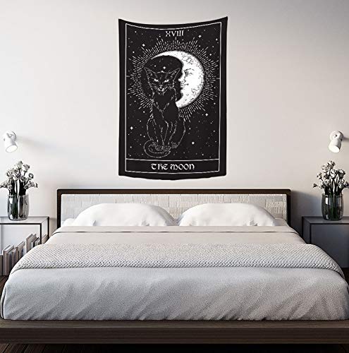 Yongcoler Gothic Tarot Cat Sun Moon Tapestry Wall Hanging Decor For Bedroom Dorm (40X60 Inches) #TOP4