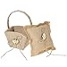 Decdeal Double Heart Ring Bearer Pillow and Rustic Wedding Flower Girl Basket Set 6 x 6 inches