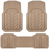 CAR PASS Heavy Rubber Car Floor Mats, Deep Waterproof Car Mats All Weather, Universal Trim-to Fit Automotive Floor Mats for Car SUV Truck Van, Durable Floor Liners All Beige