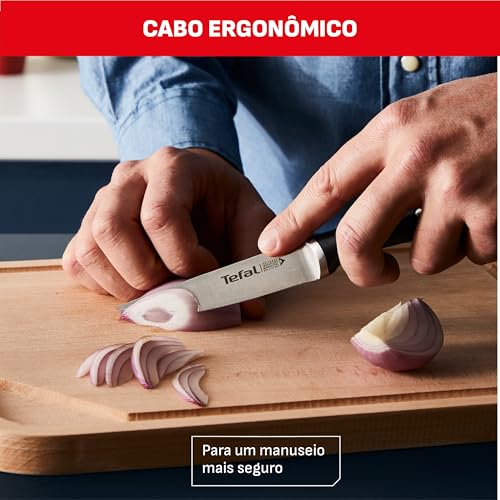 Tefal Ice Force Set de 4 couteaux à steaks 11 cm, Couteaux de cuisine, Lame acier inoxydable allemand, Garantie 10 ans, Coupe et tranchant haute performance K232S414, Noir