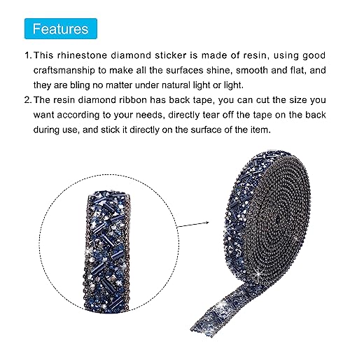 Cinta de diamantes de imitación para personalizar coches y teléfonos con pedrería azul 5