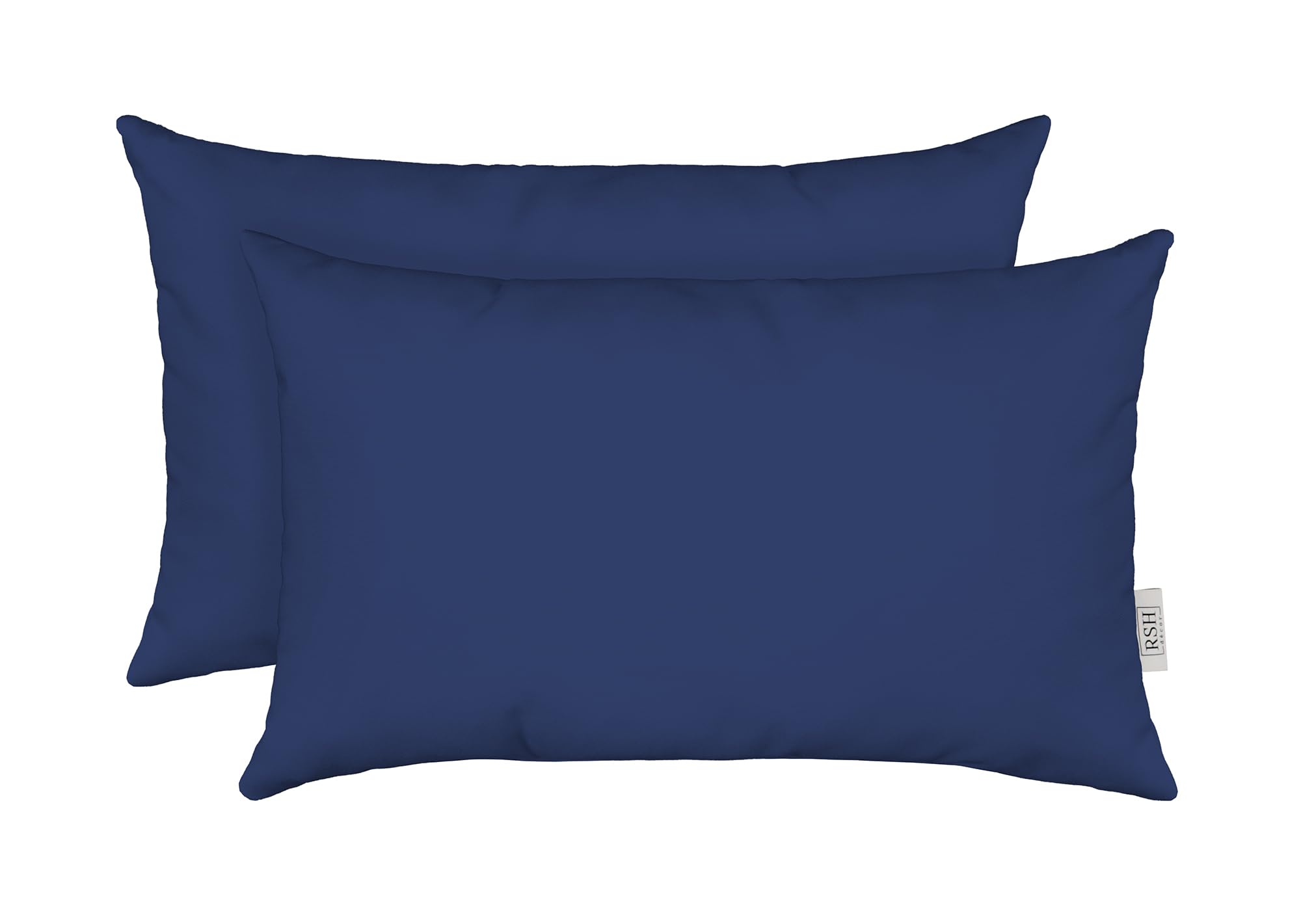 RSH Décor Set of 2 - Indoor/Outdoor Solid Navy Decorative Rectangle Lumbar Throw/Toss Pillow - Choose Size and Choose Color