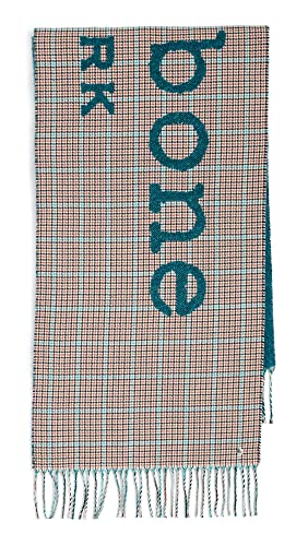 Rag & Bone Women's Wilshire Logo Scarf, Oatmeal, Plaid, Blue, One Size