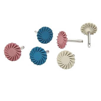 Composite Polishing Wheel Tooth Polishing Set 3 Stage 6 Pieces, Spiral Flex Brushes & Rubber Polisher for Practice