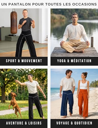 Pantalon thaïlandais ajustable PANASIAM coton léger grande taille 1m90 - 2
