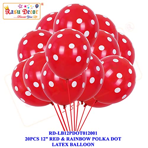 Image of RasuDecor 20 Pieces 12 inch Polka Dot Latex Balloon Red and White Dot Colorful Balloons, 12 Inch Latex Polka Dots Balloons for Kids Women Men Birthday Easter Engagement Wedding, Halloween Party Supplies Decor #RasuImpex (20Pcs 12 inchPolkaDotRedWhite)