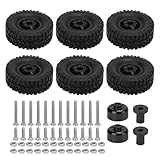 cvking RC Vehicles Parts for WPL for C14 C24 C34 C44 B14 B16 B24 B36 6pcs rc Car Tires Aluminum Alloy Wheels and Rubber and Accessories(Black)