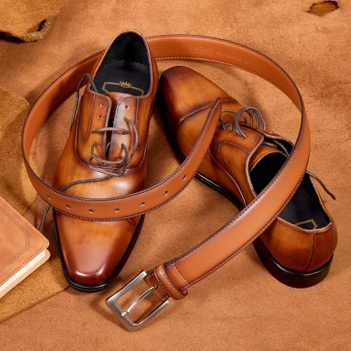 VATAN Men's Genuine Leather Dress Belts, Handmade Classic Every Day Leather Jeans Belt for Men Work Business Casual2