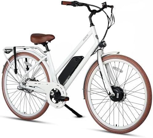 AVASTA Electric Bike for Adult 250W Motor 36V 10.4AH Battery E Bike 15 MPH 40 Miles Range Aluminium Frame 700C Tires 3-Speed Hybrid Road Commuting Ebike with Rear Rack LED Headlight, Multiple Colors