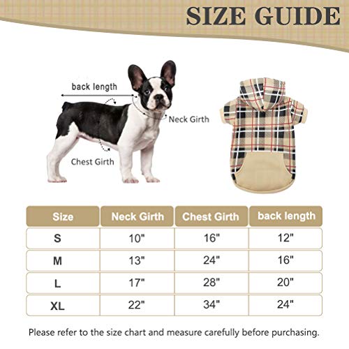 EXPAWLORER Plaid Dog Hoodie - British Style Soft and Warm Dog Sweater with Leash Hole, Hooded Cold Weather Clothes, Dog… - Image 3