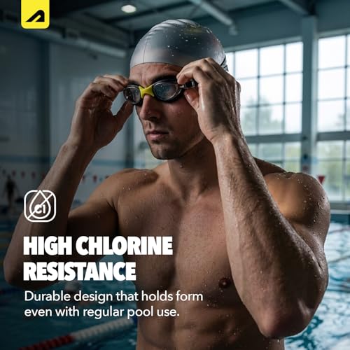 Image of Boldfit Swimming Goggles for Men & Women with Adjustable Strap Anti Fog Goggles for Swimming Men Swimming Goggles for Women Air Tight Swim Goggles UV Protection Training Swim Goggles - BlackYellow