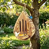 Schmetterlingshaus Für Den Garten, Hängendes Schmetterlingsfutterhaus Aus Holz, Tropfenförmiges Bienenhaus Mit Schmetterlingsfutterhaus, Wetterfestes Schmetterlingsfutterhau Bienens Nistkasten Draußen