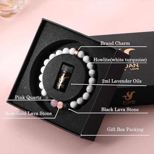SYJUAN Anxiety Healing Bracelet Lavender Essential Oil Aromatheraphy Diffuser Lava Rock Bracelets Relaxation Gift for Women - Image 3
