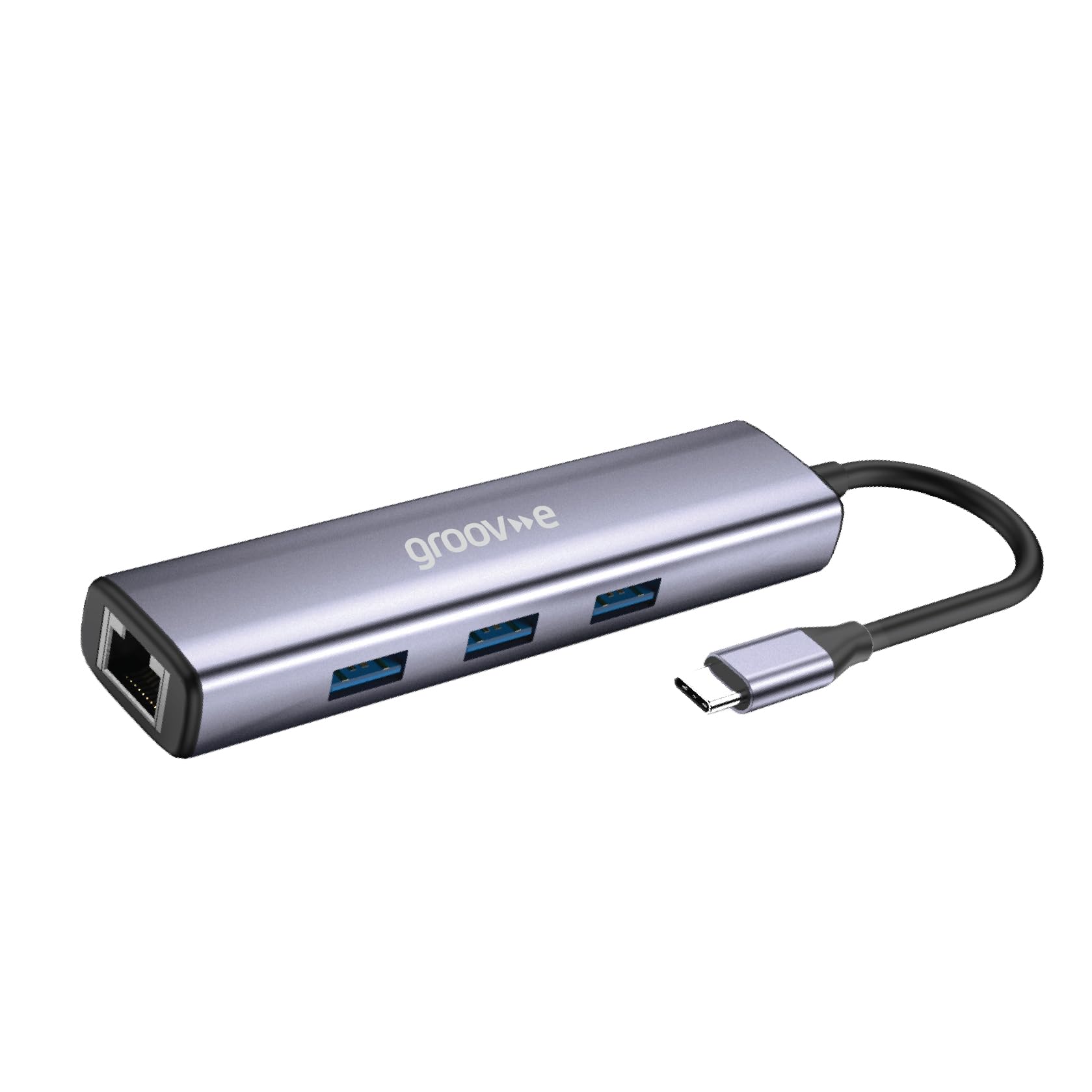 Groov-e 6-Port USB-C Hub - Multi-Port Adaptor with 4K HDMI, Ethernet, and 4x USB-A for Laptops and Tablets - Silver