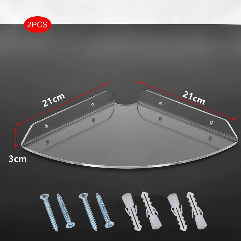 Yokomu 2 Stuks Acryl Hoekplank Drijvende Muur Opslag Plank Display Speaker Organizer Slaapkamer Keuken Opslag Houder, Duidelijk