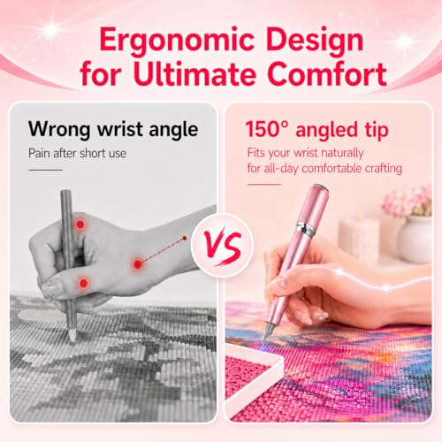 Image of SUBFIX Wireless Electric Diamond Art Pen, Vacuum Diamond Painting Pen No Wax Needed, 150 Ergonomic Tip, Quiet Lightweight & Rechargeable Diamond Art Accessories for Adults (Pink)