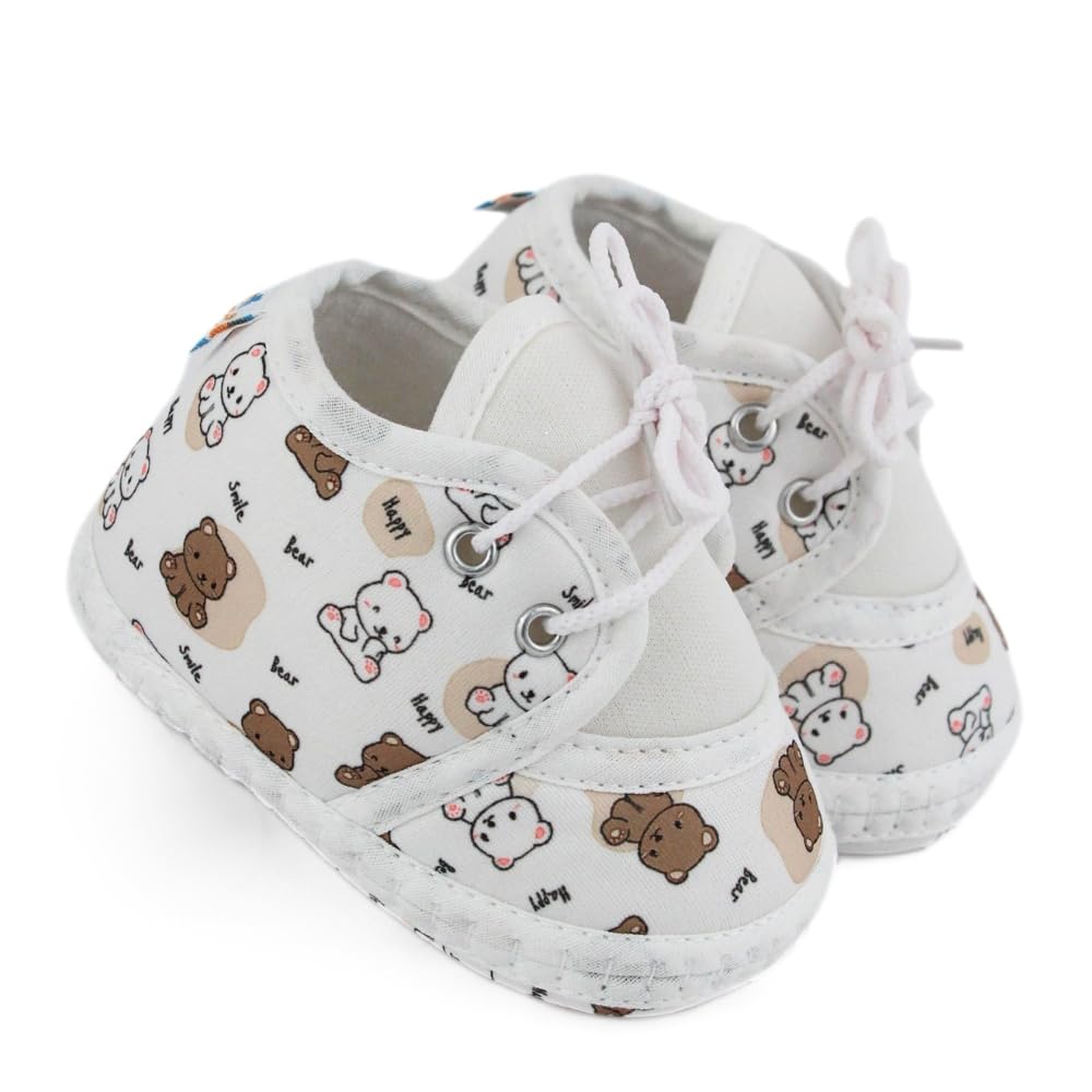 neska moda 6 To 12 Months Baby Boys & Girls Giraffe Printed Soft Cotton White,Brown Lace Shoe Booties-BT5578-picture-46