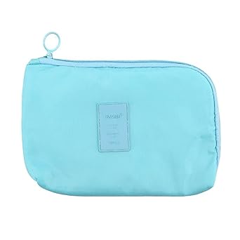 House of Quirk Multi-function Portable Digital Product Storage Bag Electronic Accessories Travel Data Organizer Cable Organizer Pouch Shock-Proof Charger Data Line Bag - Light Blue - image, photos