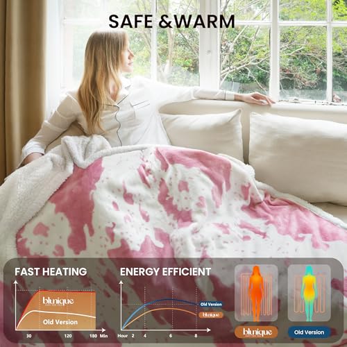 Image of Heated Blanket Throw Blanket with Foot Pocket - Fast Heating Electric Blanket, Soft Heated Throw with 4 Time Settings,10 Heating Settings, Warm Gifts for Women Mom Grandma(50 inch x 60 inch Pink)