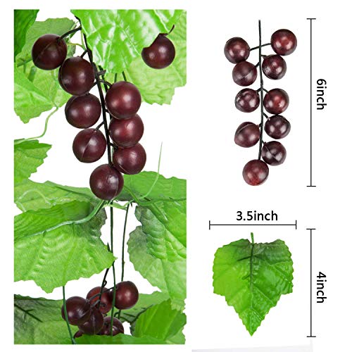8Ft 5Pcs Artificial Greenery Chain Grapes Vines Leaves Foliage Simulation Fruits For Home Room Garden Wedding Garland Outside Decoration #TOP1