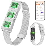 Mingtawn Smart-Armband für Damen, Gesundheits- und Fitness-Tracker, Schrittzähler/Blutsauerstoff/HRV/Schlaf-Tracker, modisches Smaragdarmband mit Nachrichten-/Anruferinnerung (Silber)