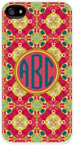 Personalized Monogram Arabian Knights Rose Turquoise Pattern iPhone 5/5s Case CoverRUBBER