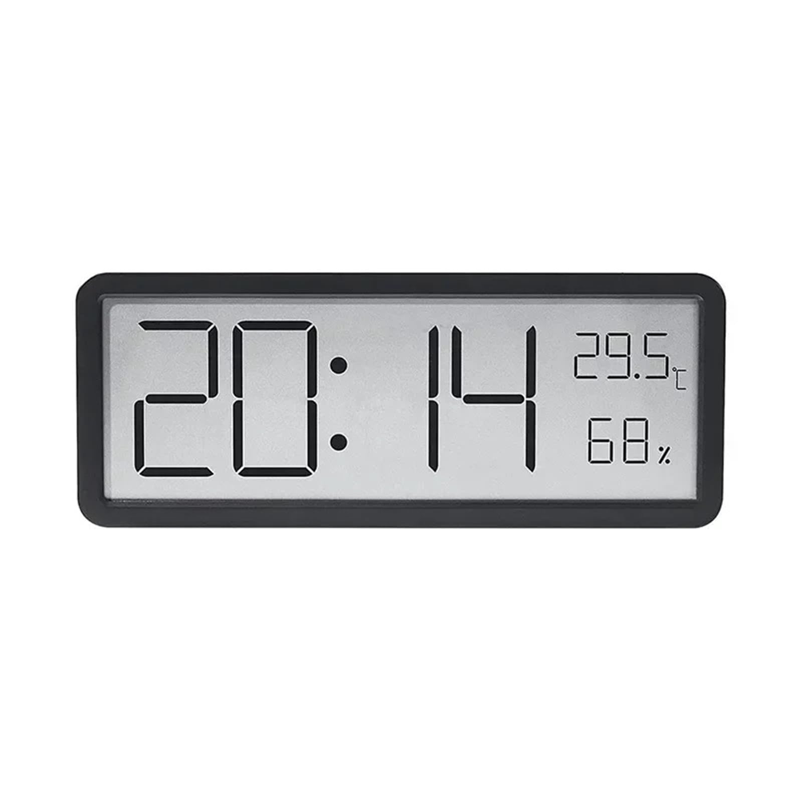 LADFRTYU Atomic Digital Wall Clock LCD Screen Digital Wall Clock Time Temperature Humidity Display Electronic Desktop Battery Powered(Black)