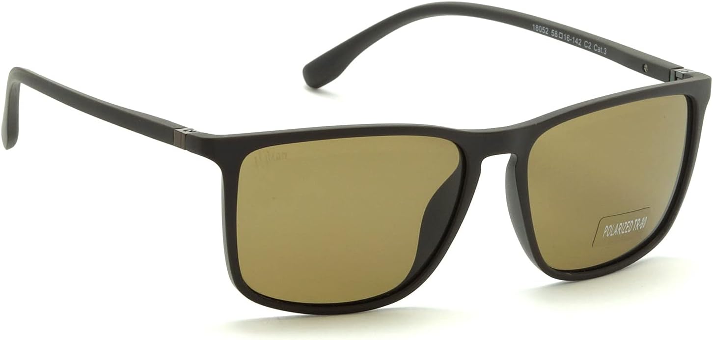 Fizan FZ-18052-C1-P 58mm Large Rectangular Black Polarized Sunglasses