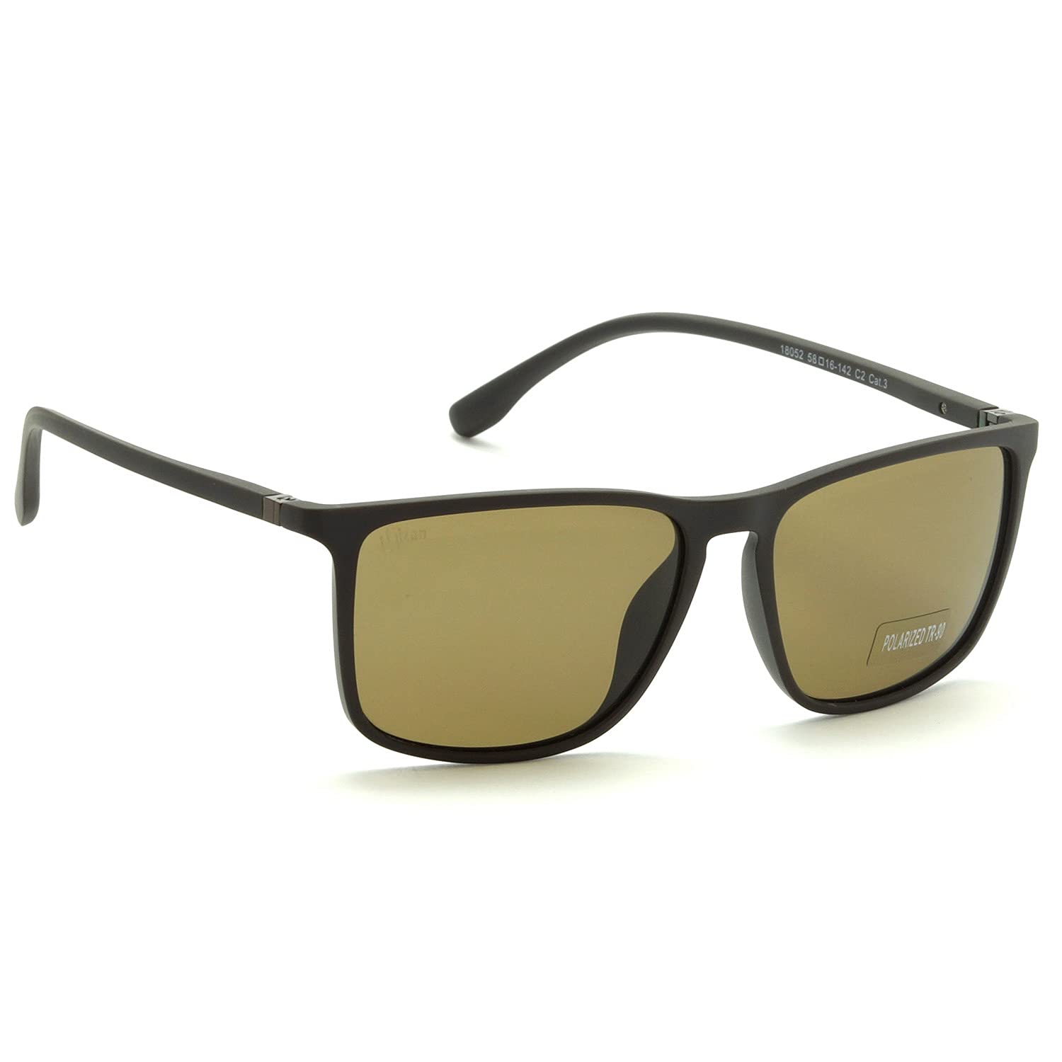 Fizan FZ-18052-C1-P 58mm Large Rectangular Black Polarized Sunglasses