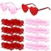 Demonwer 24 Pair Valentines Day Sunglasses Gift Pink and Red Heart Sunglasses with Cards Valentine Party Favors for Women Men Exchange Prizes