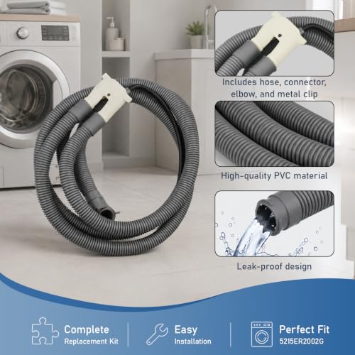Image of 5215ER2002G Washer Drain Hose Assembly for LG Kenmore Front Washing Machine