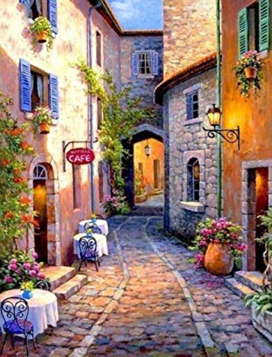 LCZ Turno Scenario Diamante Pittura caffè Ricamo Xinfang Diamante Strass Pieno Punto Croce Kit Mano Mestieri Amano Regalo Diamante Pittura Rotonda Diamante 30cm * 40Cm Diamante Disegno