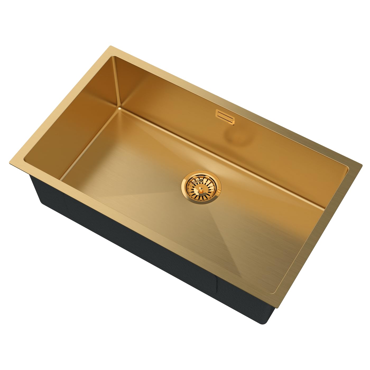 Granitan Évier de Cuisine en Acier Inoxydable avec Siphon 44,7x74,8 cm - Évier encastrable en Acier Silvo75 - avec trou pour Robinet - Or