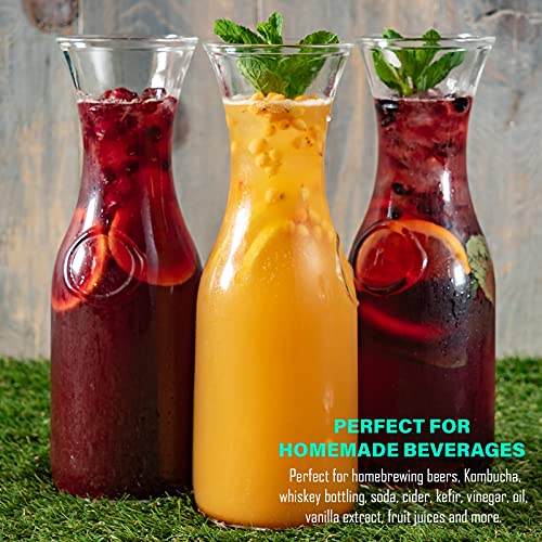 Glass Carafe 17 oz. Water Decanter, Juice Pitcher | Ideal for Wine, Milk, Juice & Mimosa Bar [Set of 3] - Thumbnail 2