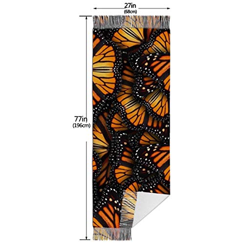 YongColer Extra Large Soft Warm Heaps Of Orange Monarch Butterflies Cashmere Blanket Scarf For Women Lady Luxury Elegant Tassel Pashmina Shawl Wrap In Spring Fall Winter - 77" L X 27" W2