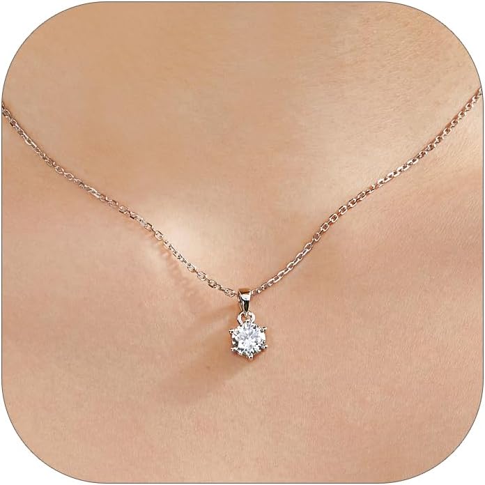 MomentWish Women's Necklace, Anniversary Sparkling Gifts for Wife, 1/2Carat Moissanite Necklace for Women, Lab Created Diamond Necklace, 925 Sterling Silver Necklace for Birthday Christmas Gift