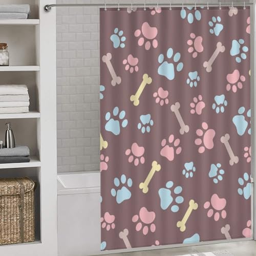 Rideau de douche polyester chien 152x183cm imperméable avec 12 crochets - 4