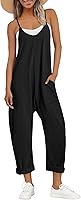AUTOMET Women's Sleeveless Jumpsuit Romper - Casual Summer Baggy Overalls with Pockets, Beach Vacation Trendy Outfit 2026