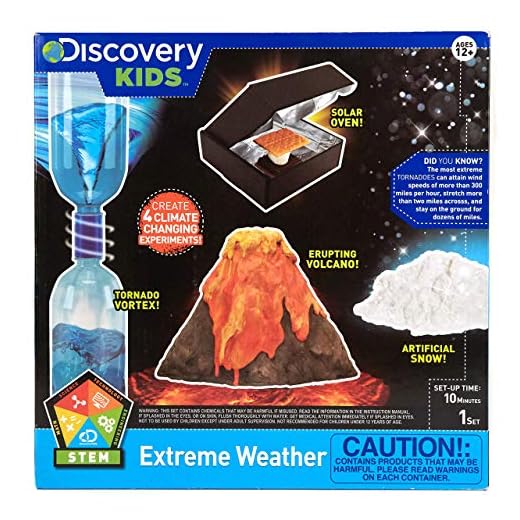 Discovery Kids Extreme Weather Stem Science Kit by Horizon Group Usa, Perform 4 Science Fair Experiments, Tornado Vortex, Erupting Volcano, Solar Oven & Artificial Snow