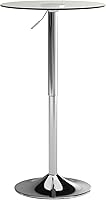 Flash Furniture Chad 23.5" Adjustable Height Round Glass Cocktail Bar Table, Tempered Glass Top, Chrome Base for Home or Events