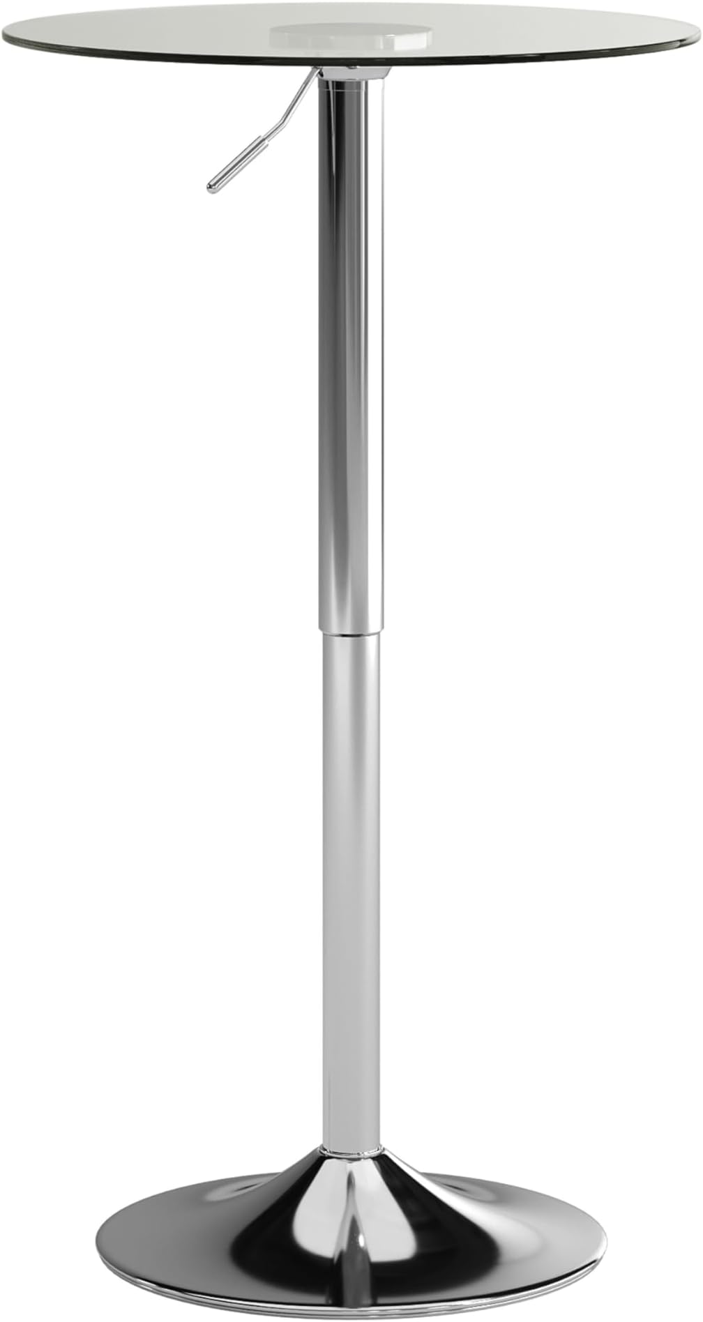 23.5'' Round Adjustable Height Glass Table (Adjustable Range 33.5'' - 41''), Clear/Chrome
