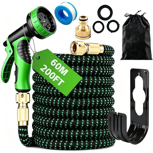 Blendra Expandable Garden Hose 200FT - Hosepipes for Garden Water Hose with 10-Way Spray Nozzle (3/4 & 1/2 Connectors) for Outdoor Gardening Lawn Care & Home Use - Lightweight Durable