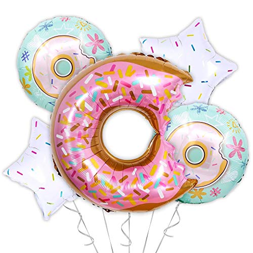 OMG Party Factory - Donut Balloon Party Decorations | Pink Doughnut Balloons with Sprinkles Theme Birthday Supplies for Girl or Boy | Perfect for Baby Shower or Birthday Mylar Helium Balloons Kit