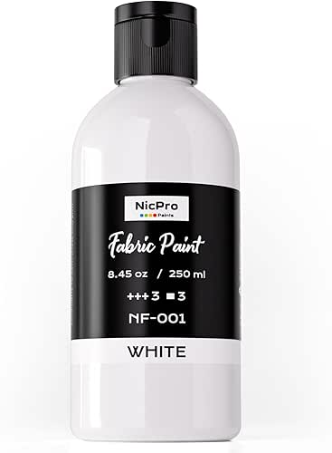 Nicpro White Fabric Paint, 8.45 oz (250 ml) Fabric Paint