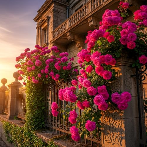 Image of Climbing Rose Hybrid Seeds Pack - Large Flowers- 70 Easy-to-Grow Seeds for Vibrant Blooms, Suitable for All Indian Climates (MAGENTA).