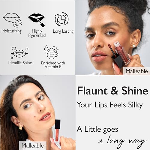 Metallic Matte Lipstick Lipcream with Metallic Shimmer Rich Finish, Light Weight Intense Pigment - Image 3