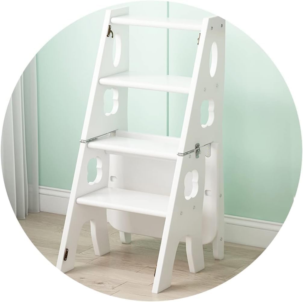 Tabouret échelle pliable en bois à 3 marches gain de place