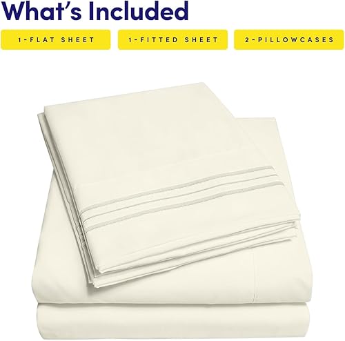 Vista 288 de 1500 Supreme Collection - Juego de sábanas extrasuaves con esquinas tipo bolsillos profundos, ropa de cama hipoalergénica sin arrugas, más de 40