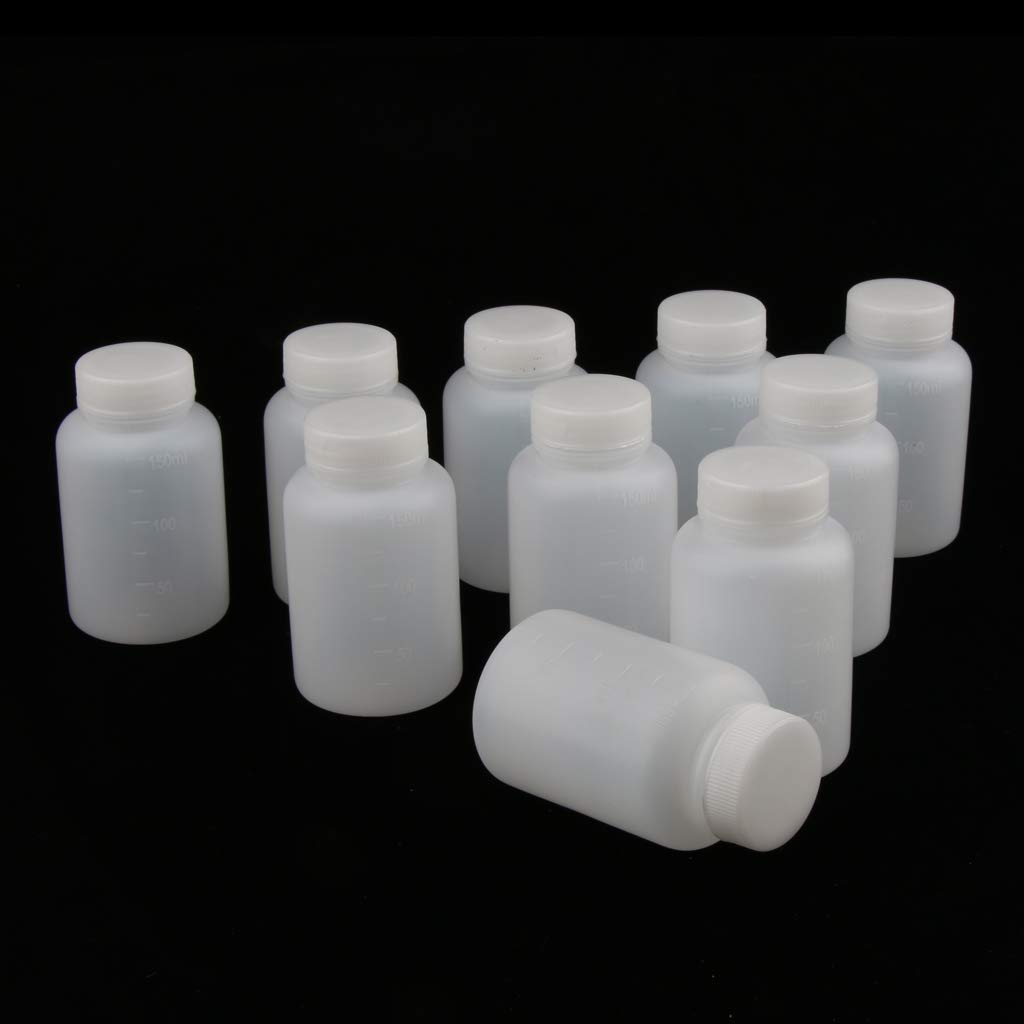 10 bottiglie di plastica vuote graduate per laboratorio chimico, 150 ml