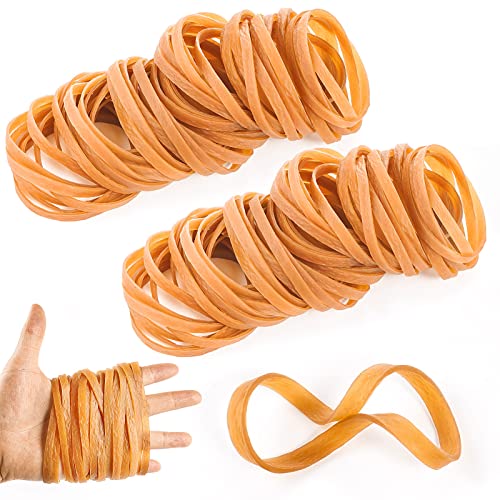 ruggito Gummibänder, 100 Stücke Gummiringe Breit 60x3mm Haushaltsgummi, Langlebig und Reißfest Gummis Wiederverwendbar büro haushaltsgummi, Dunkelgelb Cover